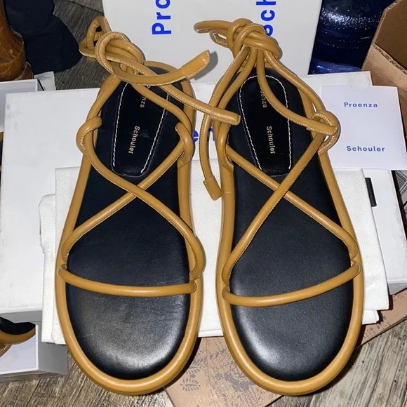 Proenza Schouler summer sandals pipe strappy khaki NWT